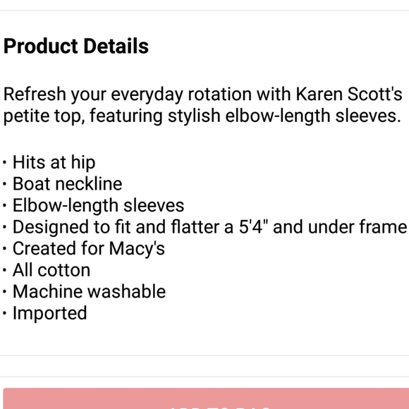 New Karen Scott Olive Petite Elbow Sleeve Top - Picture 6 of 6